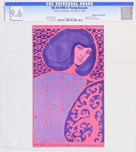 1967 BG-44 The Doors Young Rascals Fillmore Auditorium Handbill CGC 9.6