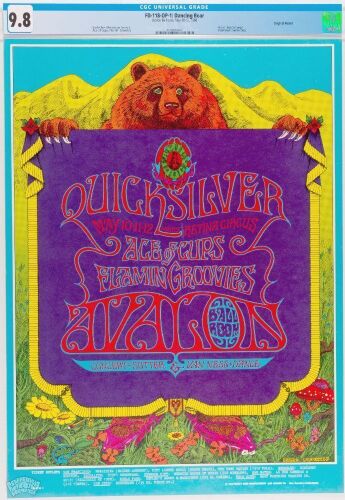 1968 FD-118 Quicksilver Messenger Service Avalon Ballroom Poster CGC 9.8