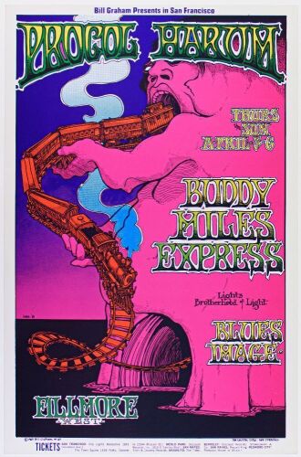 1969 BG-167 Procol Harum Buddy Miles Express Fillmore West Poster Near Mint 87