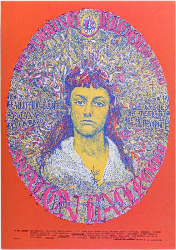 1968 FD-125 Youngbloods Santana Avalon Ballroom Poster Near Mint 81