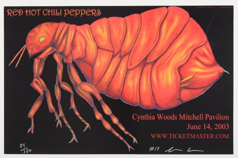 2003 Red Hot Chili Peppers Cynthia Woods Mitchell Pavillion LE Signed Adam Cohen Poster Mint 91