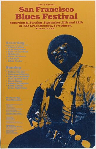 1982 Albert Collins Robert Cray Band Tenth Annual San Francisco Blues Festival Great Meadow Park Poster Excellent 73