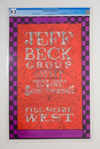 1968 BG-148 The Jeff Beck Group Spirit Fillmore West Poster CGC 9.2