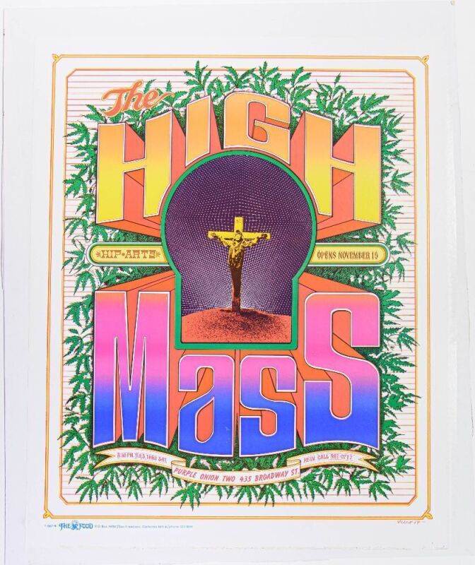 1967 AOR-2.368 Bob Fried High Mass Encore Theatre San Francisco Poster Mounted