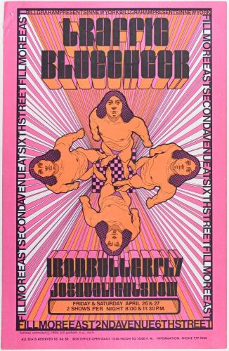 1968 AOR-2.102 Traffic Blue Cheer Iron Butterfly Fillmore East Poster Extra Fine 69