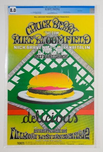 1969 BG-158 Chuck Berry Mike Bloomfield Fillmore West Poster CGC 8.0