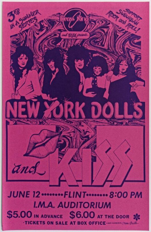 1974 KISS New York Dolls I.M.A Auditorium Poster Near Mint 83