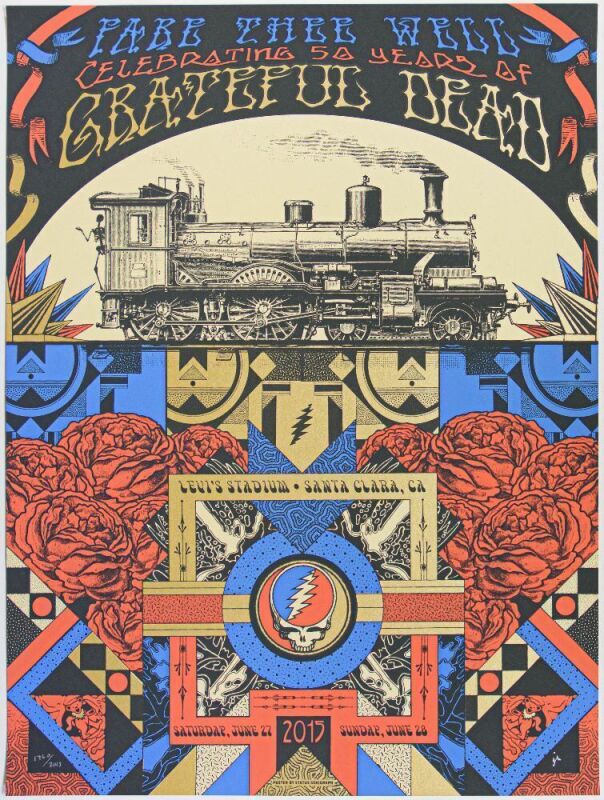 2015 Grateful Dead Fare Thee Well Levi's Stadium LE Signed Helton Poster Mint 91