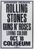 1989 Rolling Stones Guns N' Roses Living Colour Los Angeles Memorial Coliseum Cardboard Poster Extra Fine 63