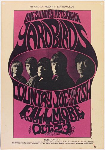 1966 BG-33 The Yardbirds Fillmore Auditorium Poster Extra Fine 67