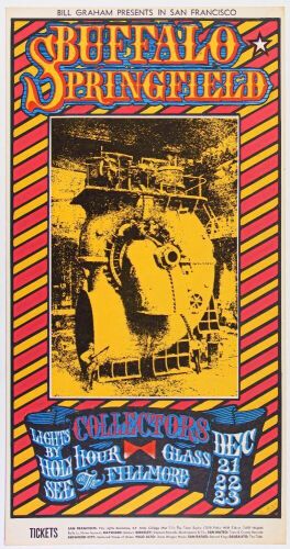 1967 BG-98 Buffalo Springfield Hour Glass Fillmore Auditorium Poster Near Mint 81