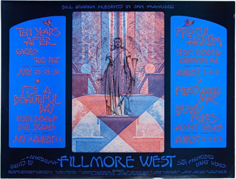 1970 BG-245 Ten Years After Procol Harum Fleetwood Mac Fillmore West Poster Excellent 73