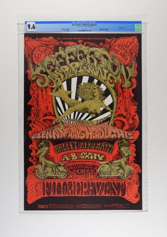 1968 BG-142 Jefferson Airplane Fillmore West Poster CGC 9.6