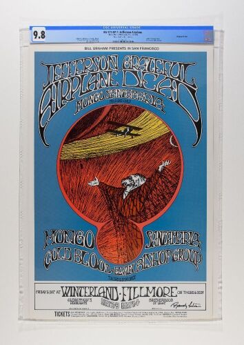 1969 BG-171 Grateful Dead Jefferson Airplane Fillmore West Signed Tuten Poster CGC 9.8