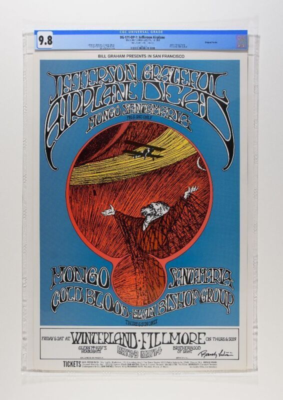 1969 BG-171 Grateful Dead Jefferson Airplane Fillmore West Signed Tuten Poster CGC 9.8