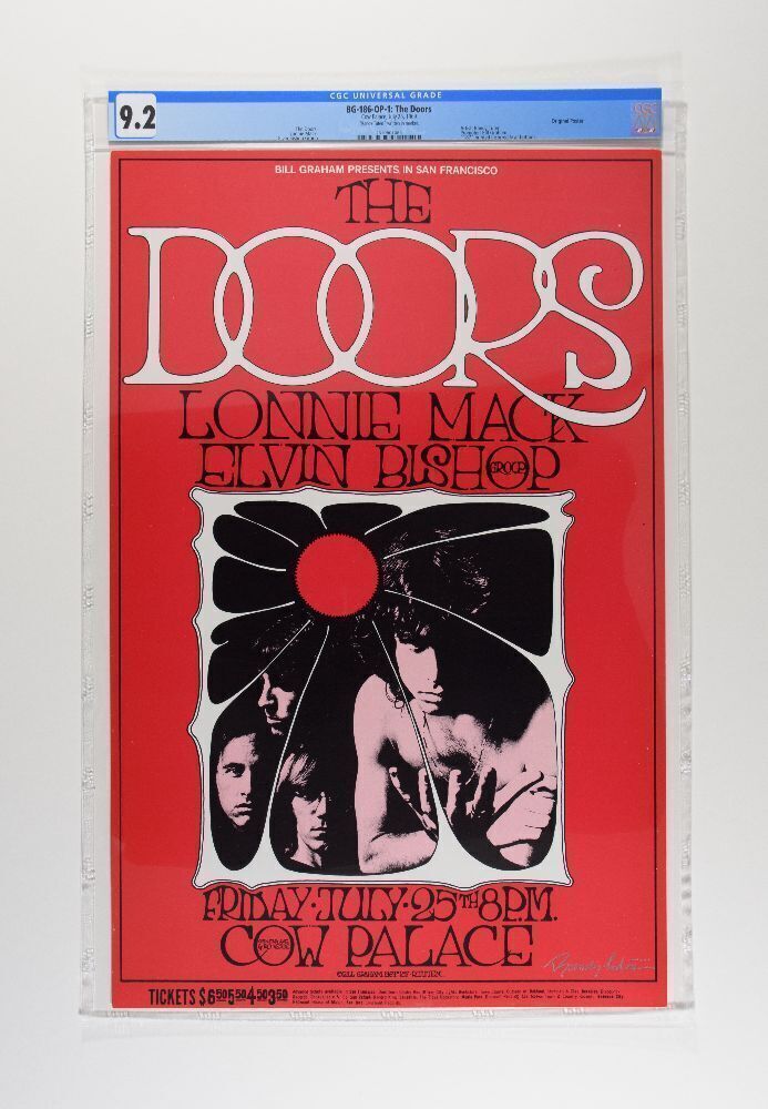 1969 BG-186 The Doors Cow Palace Rare First Printing Signed Tuten ...