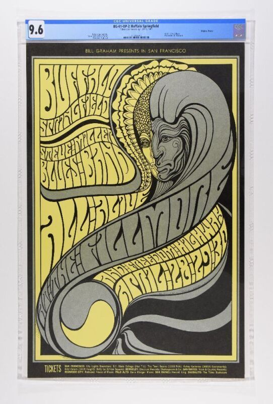 1967 BG-61 Buffalo Springfield Fillmore Auditorium Poster CGC 9.6