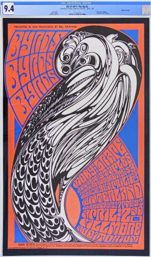 1967 BG-57 The Byrds Winterland & Fillmore Auditorium Poster CGC 9.4