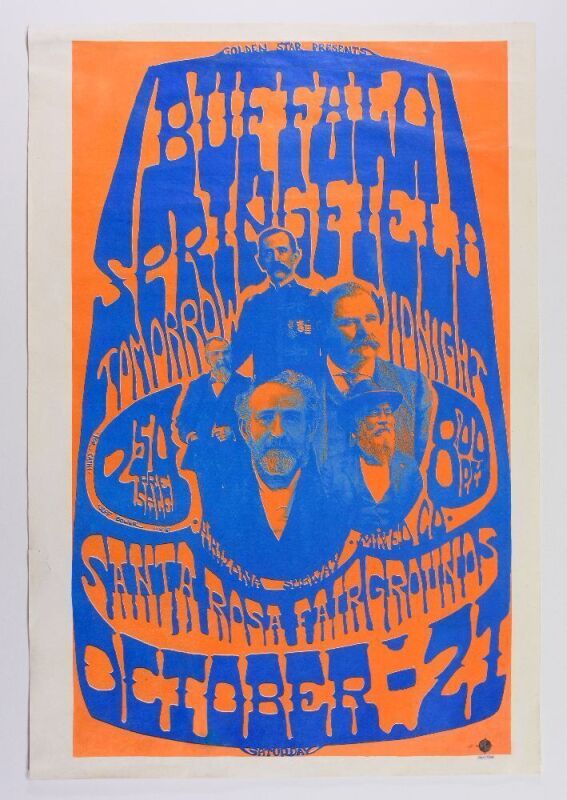 1967 Buffalo Springfield Santa Rosa Fairgrounds Poster Excellent 73 RESTORED