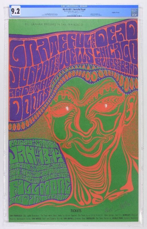 1967 BG-45 Grateful Dead The Doors Fillmore Auditorium Signed Wilson Poster CGC 9.2