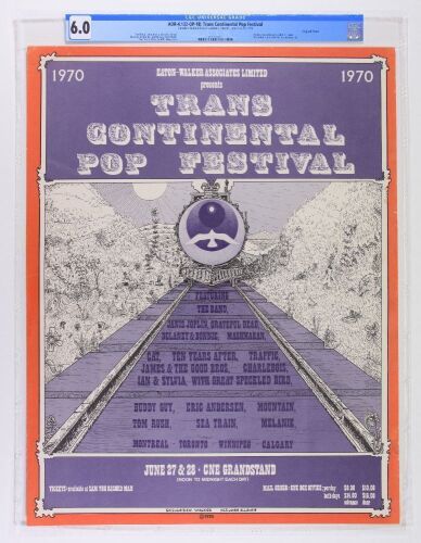 1970 AOR-4.132 The Band Grateful Dead Janis Joplin Festival Express CNE Grandstand Toronto Poster CGC 6.0