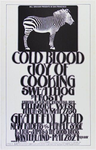 1971 BG-282 Grateful Dead NRPS Cold Blood Fillmore West Poster Excellent 79