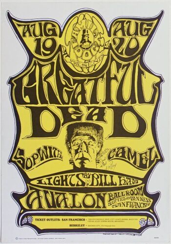 1966 FD-22 Grateful Dead Avalon Ballroom RP3 Signed Kelley Poster Near Mint 85