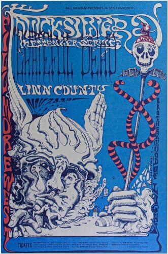 1968 BG-144 Grateful Dead Quicksilver Linn County Fillmore West Poster Near Mint 81