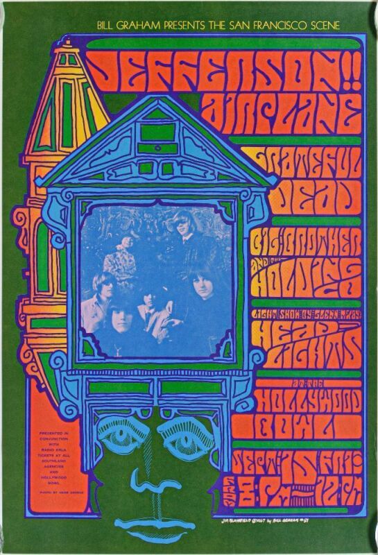 1967 BG-81 Grateful Dead Jefferson Airplane Big Brother Janis Joplin Hollywood Bowl Poster Near Mint 81