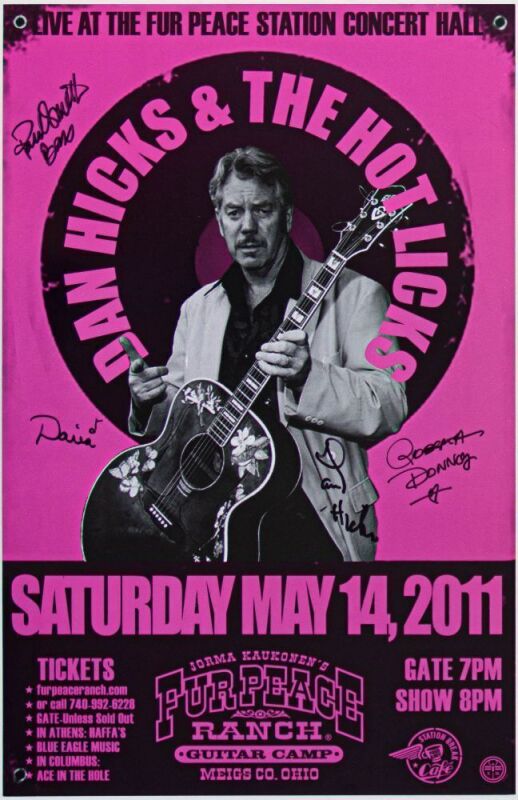 2011 Dan Hicks & The Hot Licks Fur Peace Ranch Signed Band Poster Mint 90