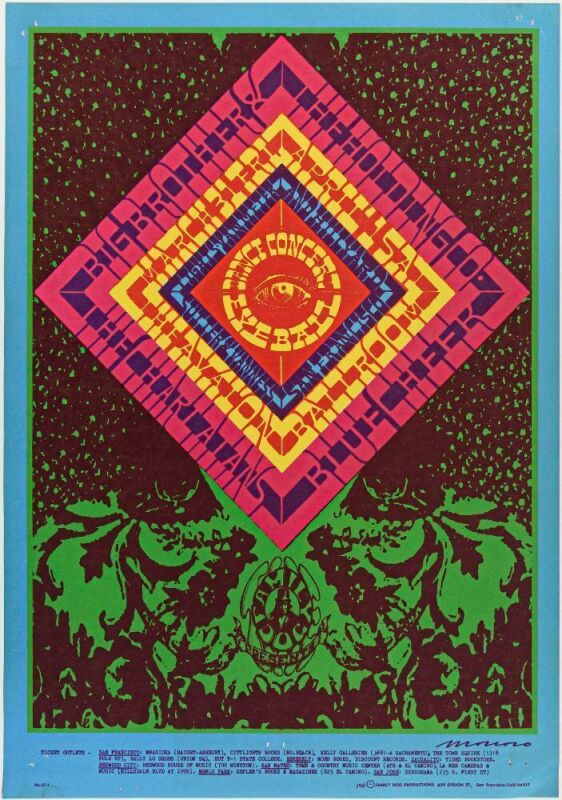 1967 FD-55 Big Brother Janis Joplin Blue Cheer Avalon Ballroom Poster Excellent 73