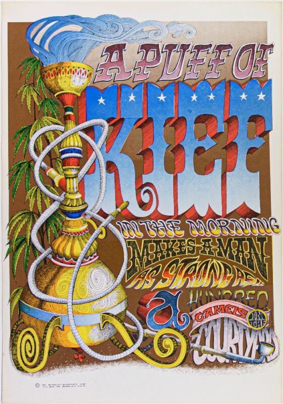 1967 Rick Griffin A Puff Of Kief RP2 Headshop Poster Excellent 79