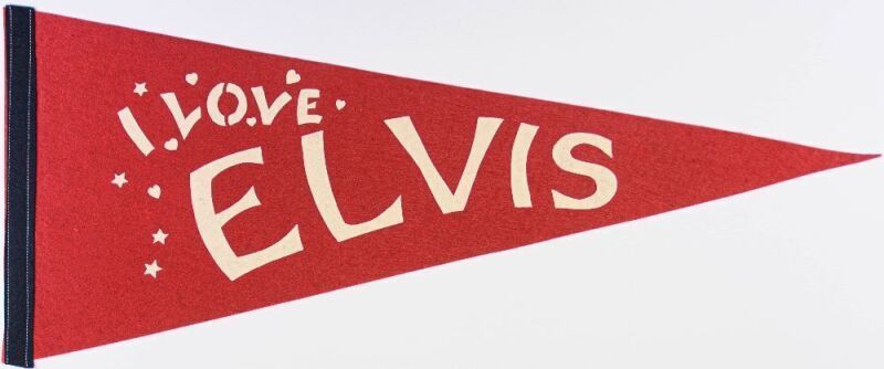 1960s Elvis Presley I Love Elvis Souvenir Felt Merch Pennant NG