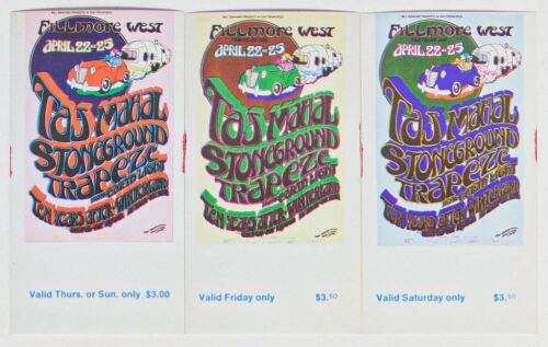 1971 BG-277 Taj Mahal Ten Years After Fillmore West & Winterland Set of 3 Tickets Near Mint 89