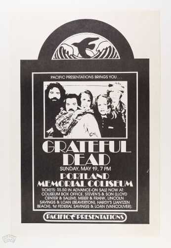 1974 Grateful Dead Portland Memorial Coliseum Poster Near Mint 81