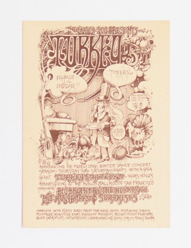 1967 FD-671123 Big Brother Janis Joplin Turkey Trot Avalon Ballroom Handbill Excellent 79