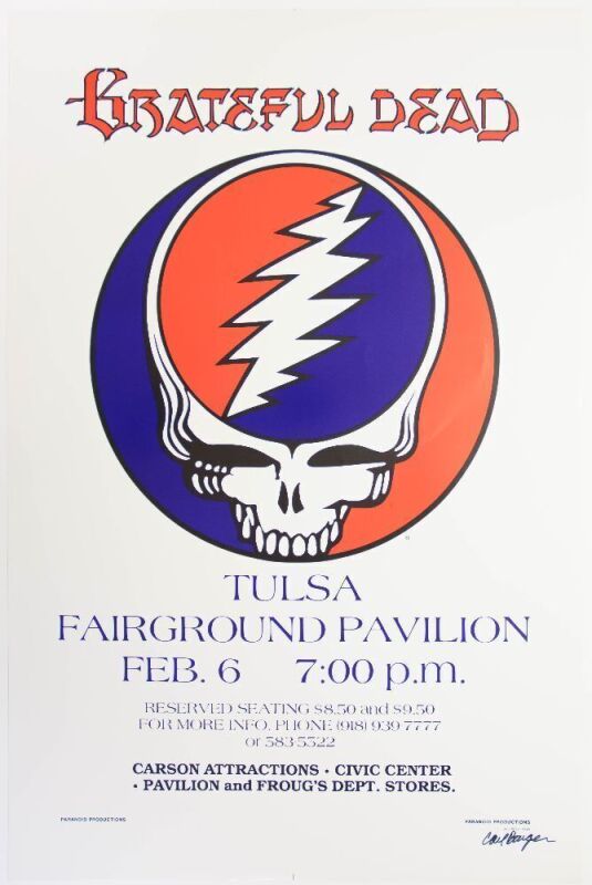 1979 Grateful Dead Tulsa Fairground Pavilion Signed Barger Poster Near Mint 83