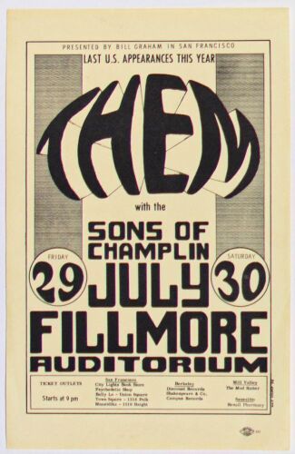 1966 BG-20 Them Van Morrison Fillmore Auditorium Handbill Near Mint 85