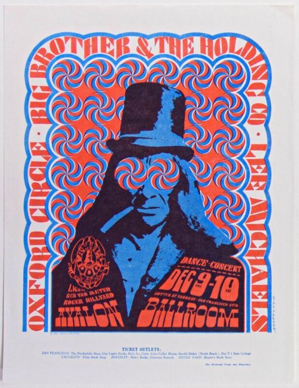 1966 FD-38 Big Brother Janis Joplin Oxford Circle Avalon Ballroom Handbill Near Mint 80