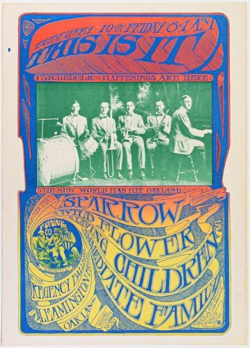 1967 AOR-2.261 Sparrow The Wildflower The Leamington Hotel Regency Ballroom Oakland Poster Excellent 75