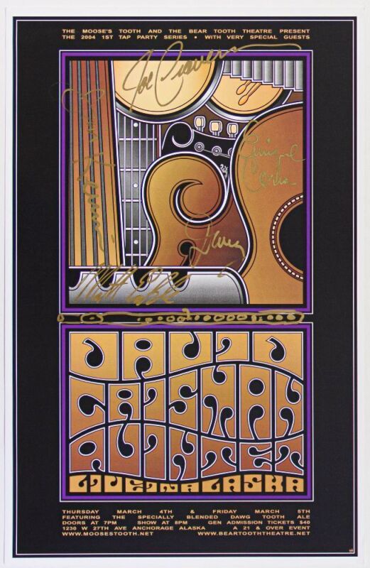 2004 David Grisman Quintet Bear Tooth Theatre Alaska Signed Band Poster Near Mint 89