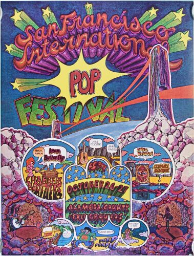 1968 Canned Heat Iron Butterfly Deep Purple San Francisco International Pop Festival Poster Near Mint 89