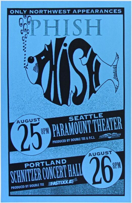 1993 Phish Paramount Theater Seattle Arlene Schnitzer Concert Hall Portland Poster Mint 91