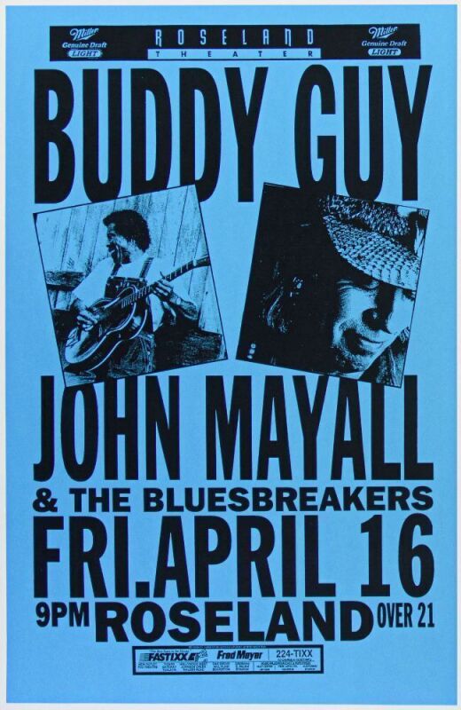 1993 Buddy Guy John Mayall Roseland Theater Portland Poster Mint 91