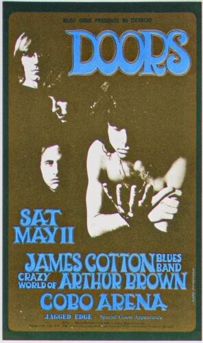 1968 G/G-680511 The Doors James Cotton Cobo Arena Detroit Postcard Near Mint 83