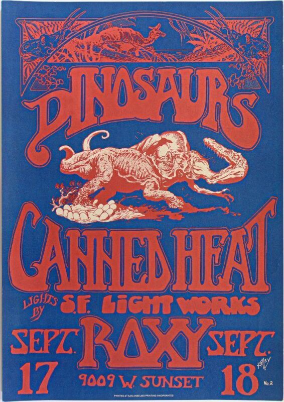 1982 Alton Kelley The Dinosaurs Canned Heat The Roxy Los Angeles Poster Near Mint 81