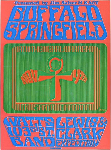 1967 AOR-3.39 Buffalo Springfield Earl Warren Santa Barbara Poster Near Mint 83