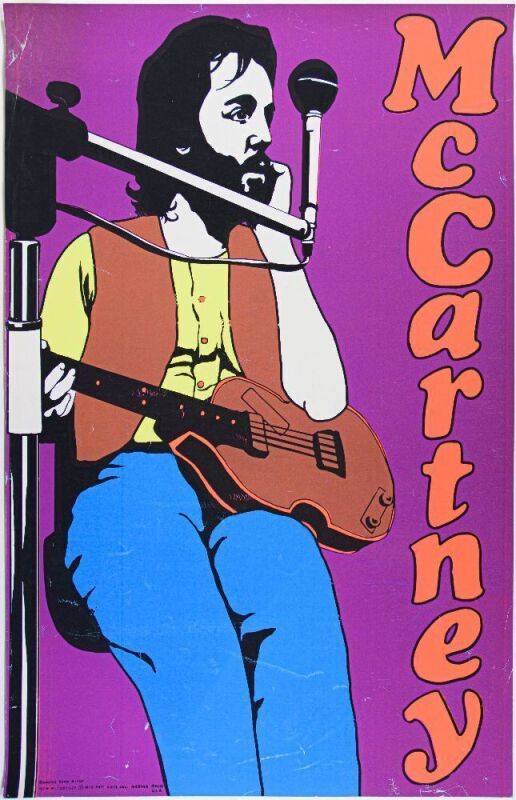 1970 Paul McCartney Blacklight Headshop Poster Excellent 77