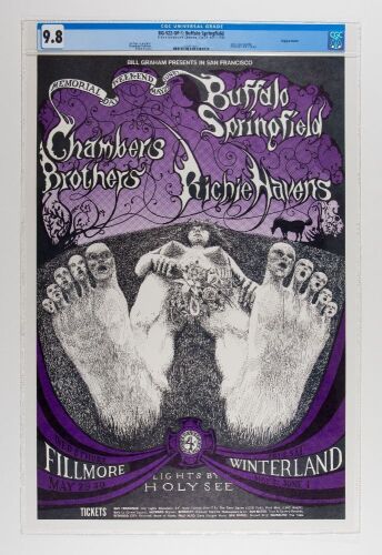 1968 BG-122 Buffalo Springfield Chambers Brothers Ritchie Havens Fillmore Poster CGC 9.8