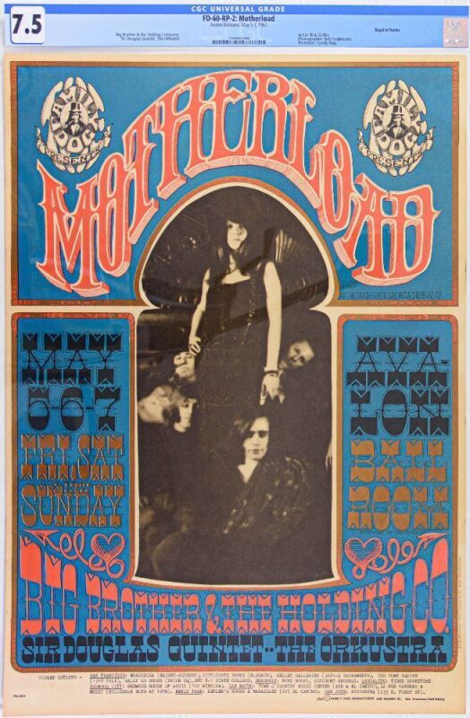 1967 FD-60 Big Brother Janis Joplin Avalon Ballroom RP2 Poster CGC 7.5